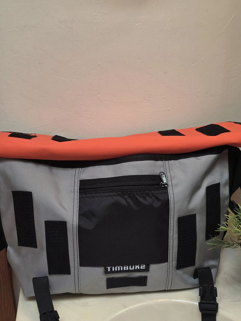 Timbuk2 Gray Messenger Bag with Orange LA Accent